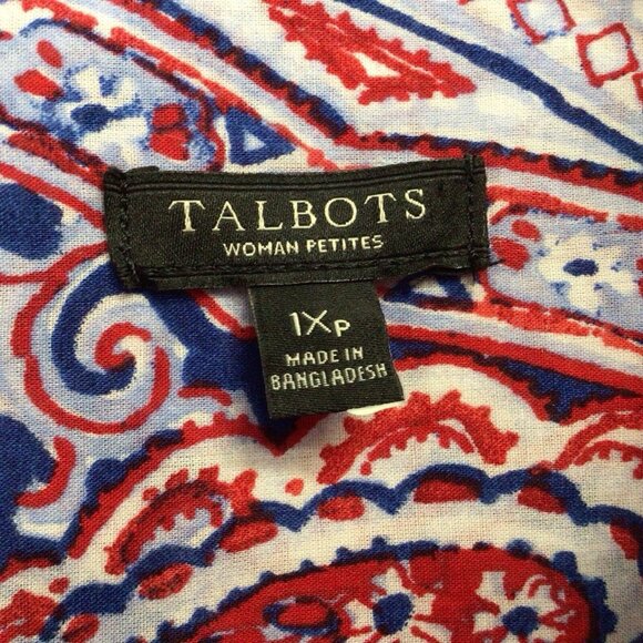 Talbots Print Shirt Top Women's Size 1XP Button Up Blouse Long Sleeve Paisley - Picture 5 of 10